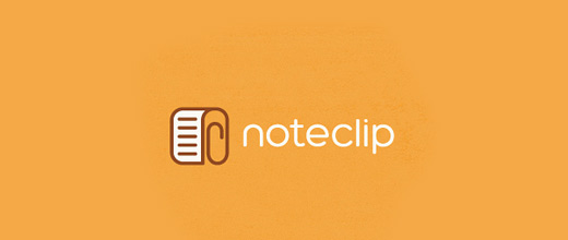 Note paper paper clip logo design collection