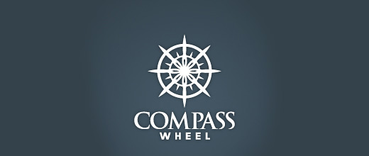 Ship wheel compass logo design collection