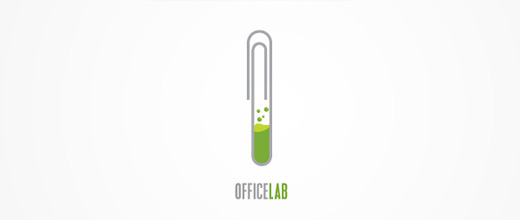 Chemical experiment laboratory office test tube paper clip logo design collection