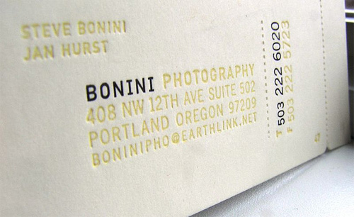 Bonini Photography business card