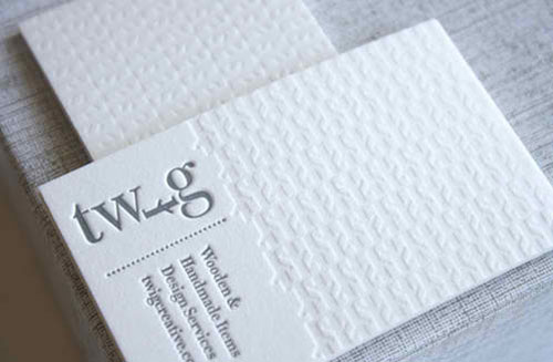 Clean White Letterpress business card