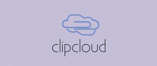 Cute purple cloud paper clip logo design collection