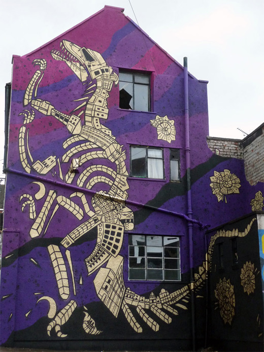 Dinosaur building graffiti artworks collection