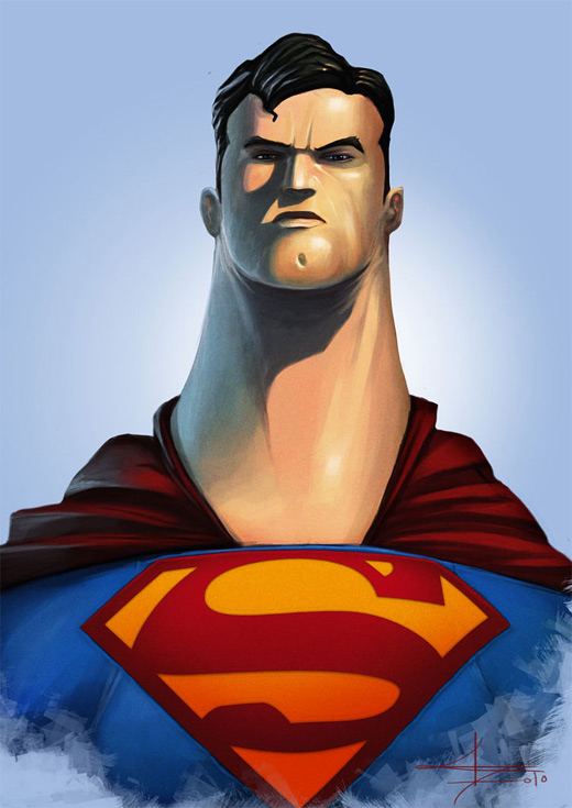 Long neck caricature superman man of steel fan art illustration artworks