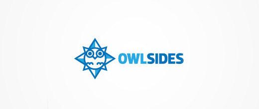 Owl compass logo design collection blue