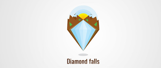 Diamond fall brown mountain logo design collection