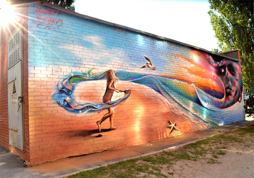 Wall color wave graffiti artworks collection