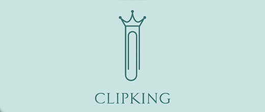 King crown paper clip logo design collection
