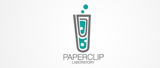 Chemical laboratory test tube paper clip logo design collection