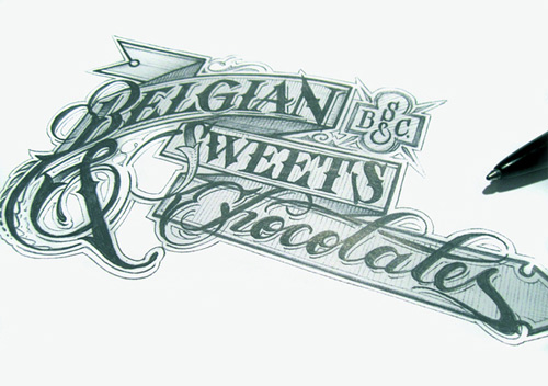 Green belgian chocolates handwritten martin schmetzer typography design artworks
