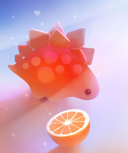 Orange dinosaur cute