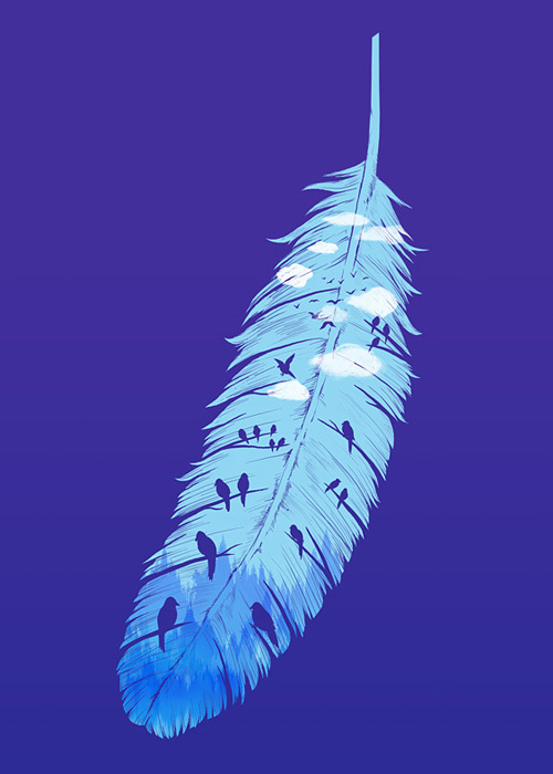 Feather birds negative space design