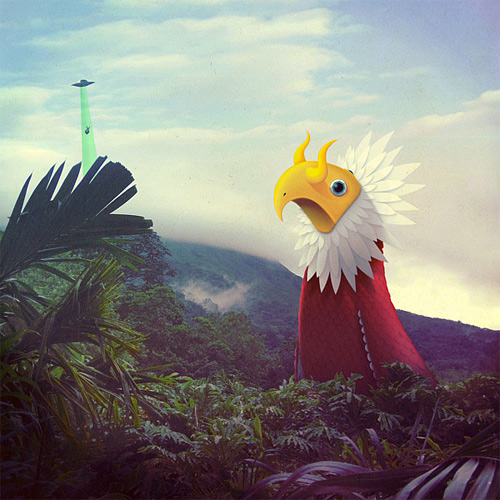 Huge bird monster illustration