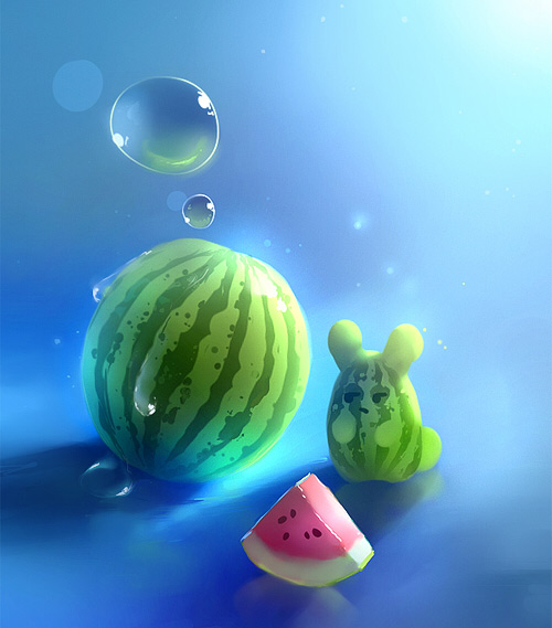 Watermelon bubble cute rat