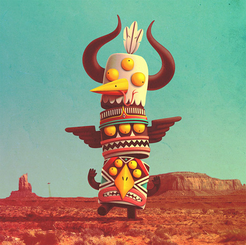 Totem monster tribal illustration