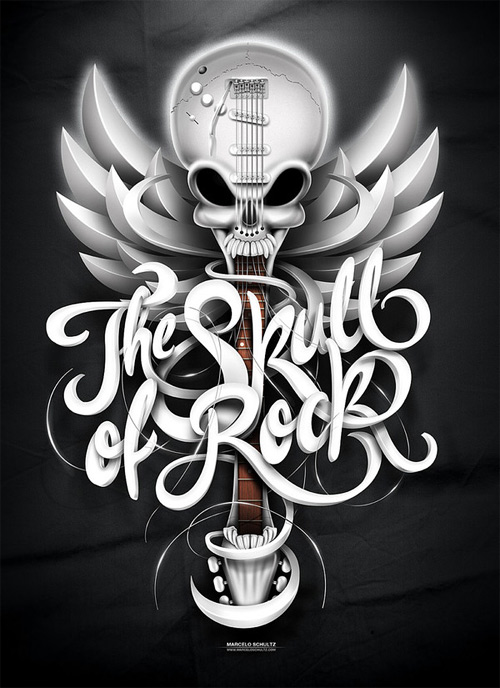 Skull rock Schultz typography