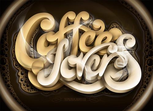 Coffee effect lettering Schultz typography