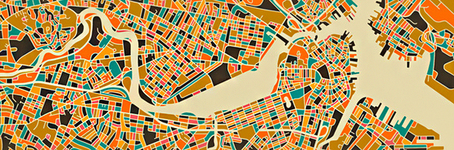 Modern Maps Turned Into Colorful Abstract Art