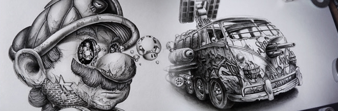 Detailed Decaying Graphite Illustrations to Blow Your Mind