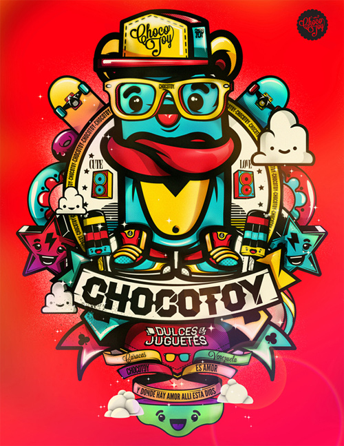 chocotoy illustrations typography