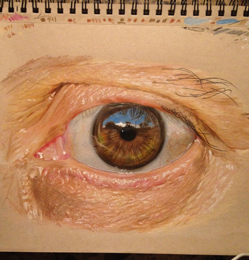 Redosking realistic eye drawings colored pencil