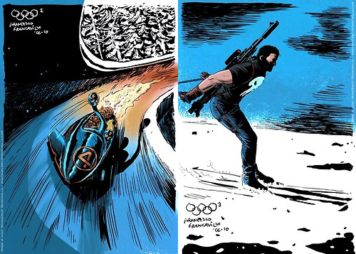 Francesco Francavilla Winter Super Olympics superheroes