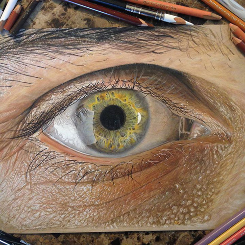 Redosking realistic eye drawings colored pencil