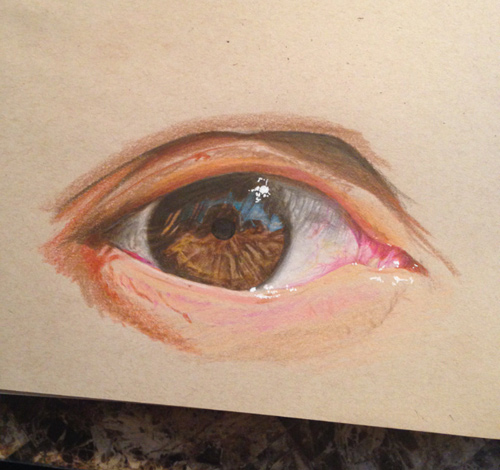 Redosking realistic eye drawings colored pencil