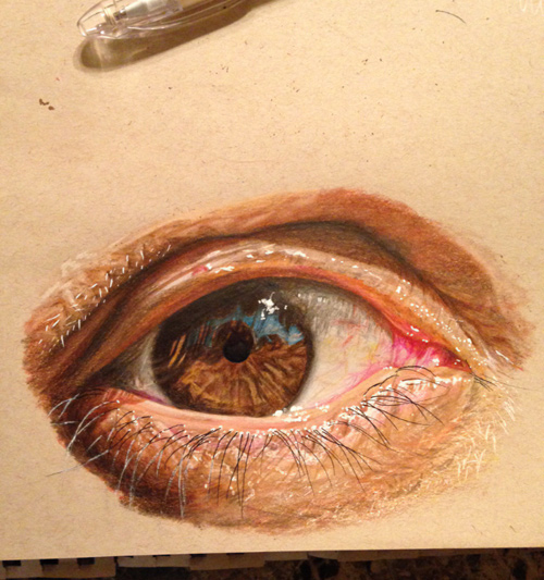 Redosking realistic eye drawings colored pencil