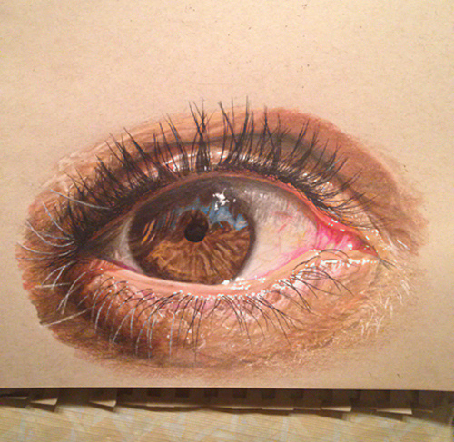 Redosking realistic eye drawings colored pencil