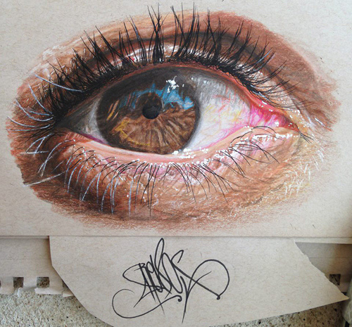 Redosking realistic eye drawings colored pencil