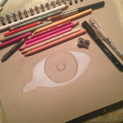 Redosking realistic eye drawings colored pencil