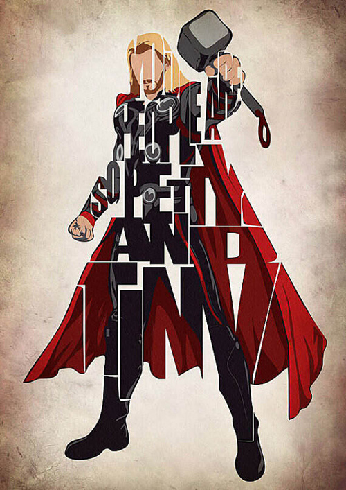 Ayse Werner typography illustrations superheroes 