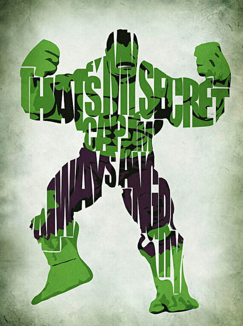 Ayse Werner typography illustrations superheroes 