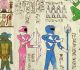 Hieroglyphics Illustrations Mixed With Modern Heroes And Characters