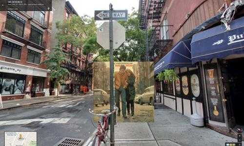 classic album covers superimposed google street view