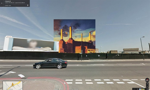 classic album covers superimposed google street view