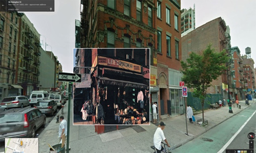 classic album covers superimposed google street view