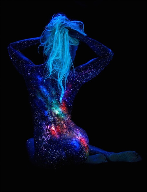 John Poppleton bodyscapes galaxies nebula black light photography