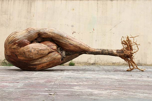 henrique oliveira wooden installation art