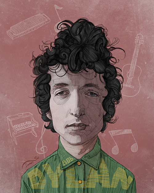 Bob Dylan caricature Stavros Damos featured 