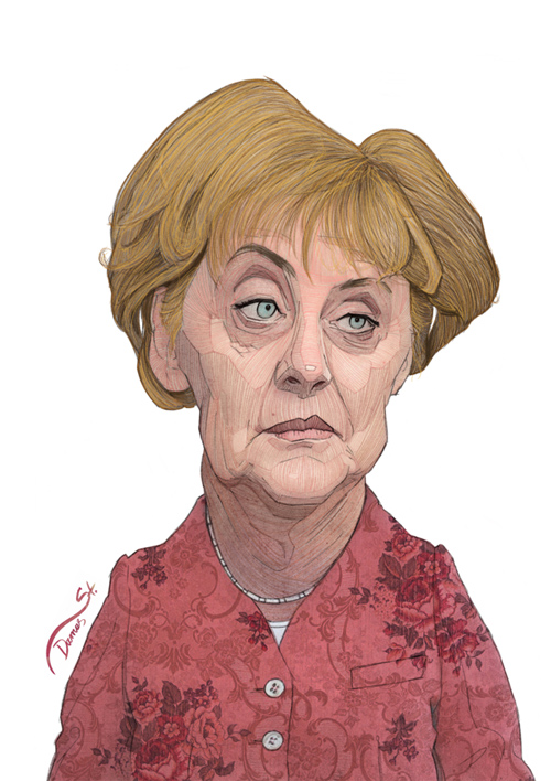 Angela Merkel caricature Stavros Damos featured 