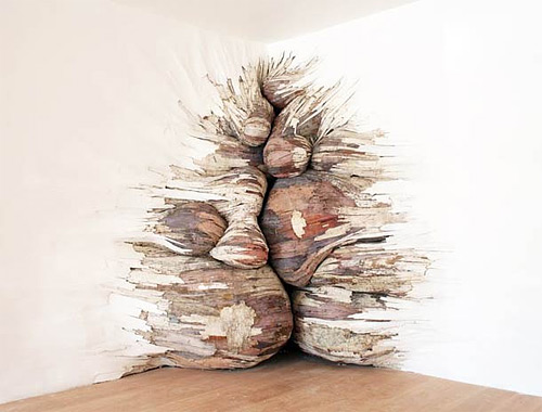 henrique oliveira wooden installation art