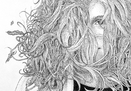 girl in the wind pointilism Pablo Jurado Ruiz