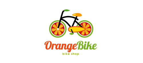 orange logo design bike