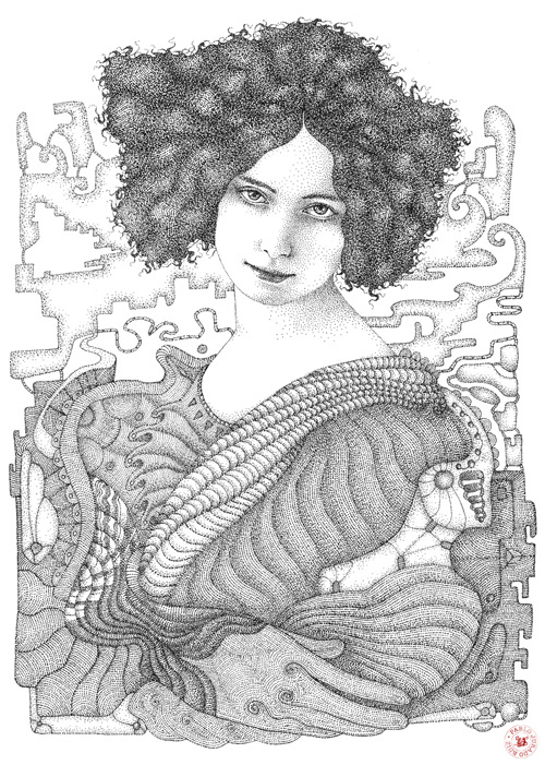 portrait lady pointilism Pablo Jurado Ruiz