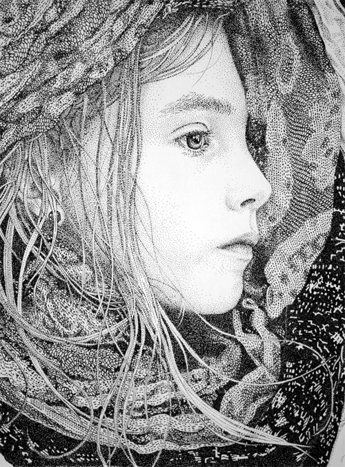 nomad girl pointilism Pablo Jurado Ruiz