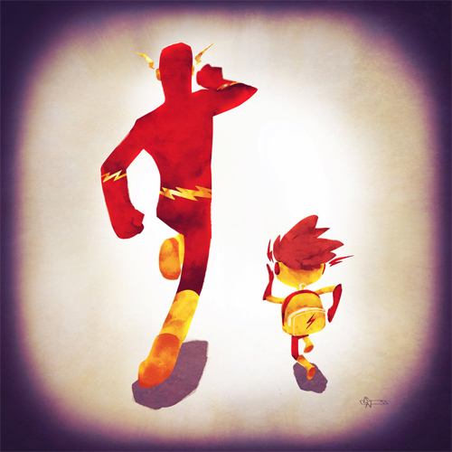 Flash dad Andry-Shango Super families illustrations