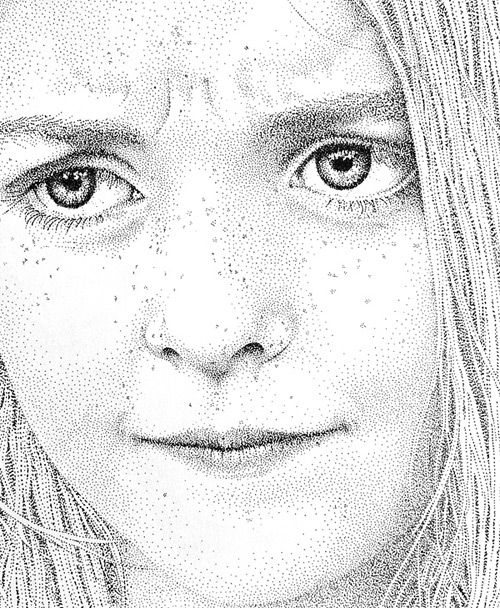 face of girl pointilism Pablo Jurado Ruiz