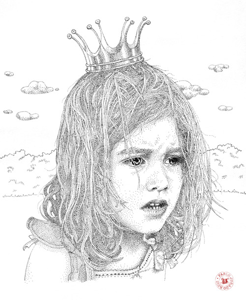 girl with crown pointilism Pablo Jurado Ruiz